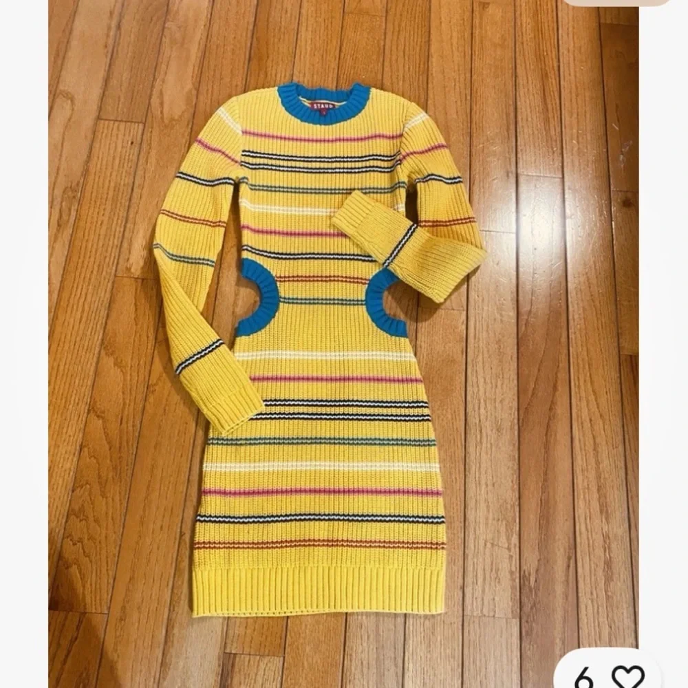 Staud seaway knit mini Striped‎ Yellow Knit Dress size small